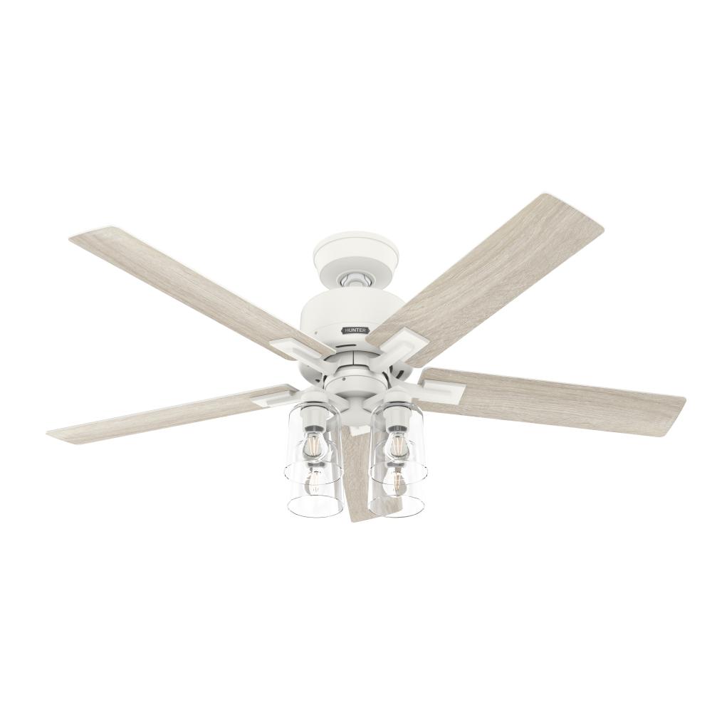 Hunter 52 inch Techne Wi-Fi HunterExpress Matte White Ceiling Fan with LED LT Kit & Handheld Remote