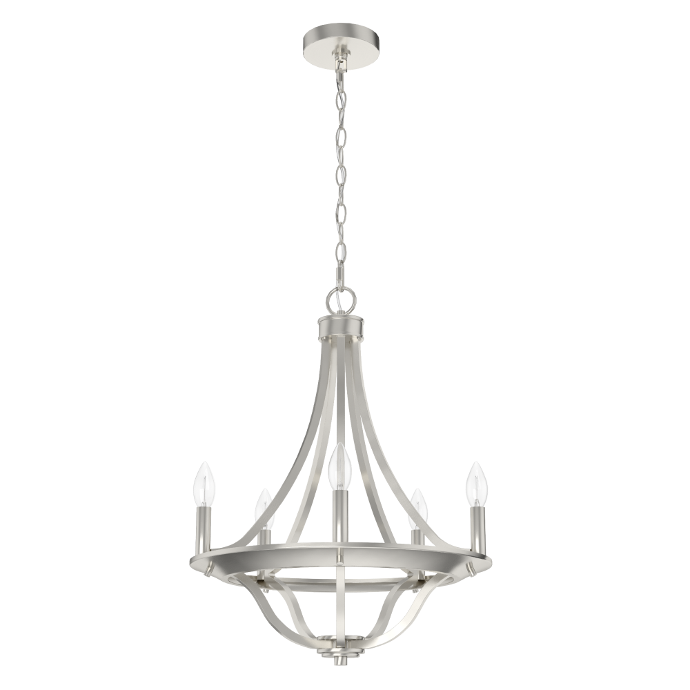 Hunter Perch Point Brushed Nickel 5 Light Chandelier Ceiling Light Fixture