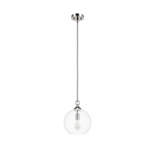 Hunter 48060 - Hunter High Oaks Brushed Nickel with Clear Seeded Glass 1 Light Pendant Ceiling Light Fixture