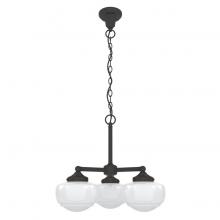 Hunter 19357 - Hunter Saddle Creek Noble Bronze with Cased White Glass 3 Light Chandelier Ceiling Light Fixture