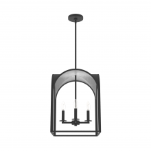 Hunter 19083 - Hunter Dukestown Natural Black Iron and Silver Leaf 4 Light Pendant Ceiling Light Fixture