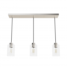 Hunter 13068 - Hunter Hartland Brushed Nickel with Seeded Glass 3 Light Pendant Cluster Ceiling Light Fixture