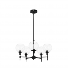 Hunter 19510 - Hunter Xidane Matte Black with Clear Glass 5 Light Chandelier Ceiling Light Fixture