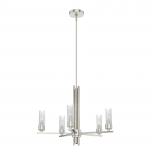 Hunter 19784 - Hunter Gatz Brushed Nickel with Clear Glass 5 Light Chandelier Ceiling Light Fixture