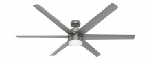 Hunter 59629 - Hunter 72 inch Solaria ENERGY STAR® Matte Silver Damp Rated Ceiling Fan with LED Light Kit