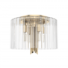 Hunter 19690 - Hunter Gatz Alturas Gold with Clear Fluted Glass 4 Light Flush Mount Ceiling Light Fixture