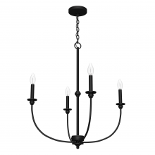 Hunter 19636 - Hunter Southcrest Matte Black 4 Light Chandelier Ceiling Light Fixture