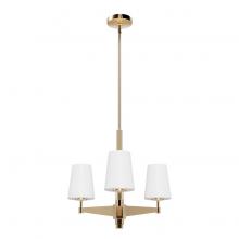 Hunter 19878 - Hunter Nolita Alturas Gold with Cased White Glass 3 Light Chandelier Ceiling Light Fixture