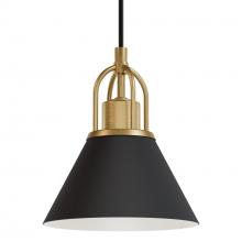 Hunter 13164 - Hunter Carrington Isle Matte Black and Luxe Gold 1 Light Pendant Ceiling Light Fixture