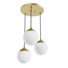 Hunter 19514 - Hunter Hepburn Modern Brass with Cased White Glass 3 Light Pendant Cluster Ceiling Light Fixture