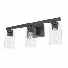 Hunter 13079 - Hunter Hartland Noble Bronze with Seeded Glass 3 Light Bathroom Vanity Wall Light Fixture