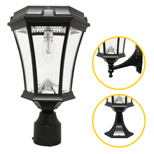 Gama Sonic 94B033 - Victorian Bulb Solar Light with GS Solar LED Light Bulb Wall Pier 3 Inch Fitter Mounts Black Finish