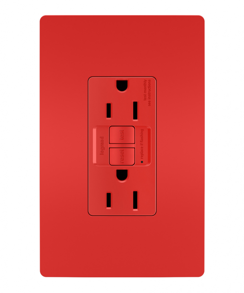 radiant? 15A Duplex Self-Test GFCI Receptacles with SafeLock? Protection, Red