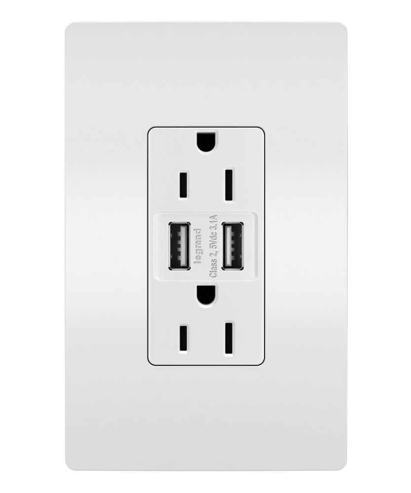 radiant? 15A Tamper-Resistant USB Outlet, White