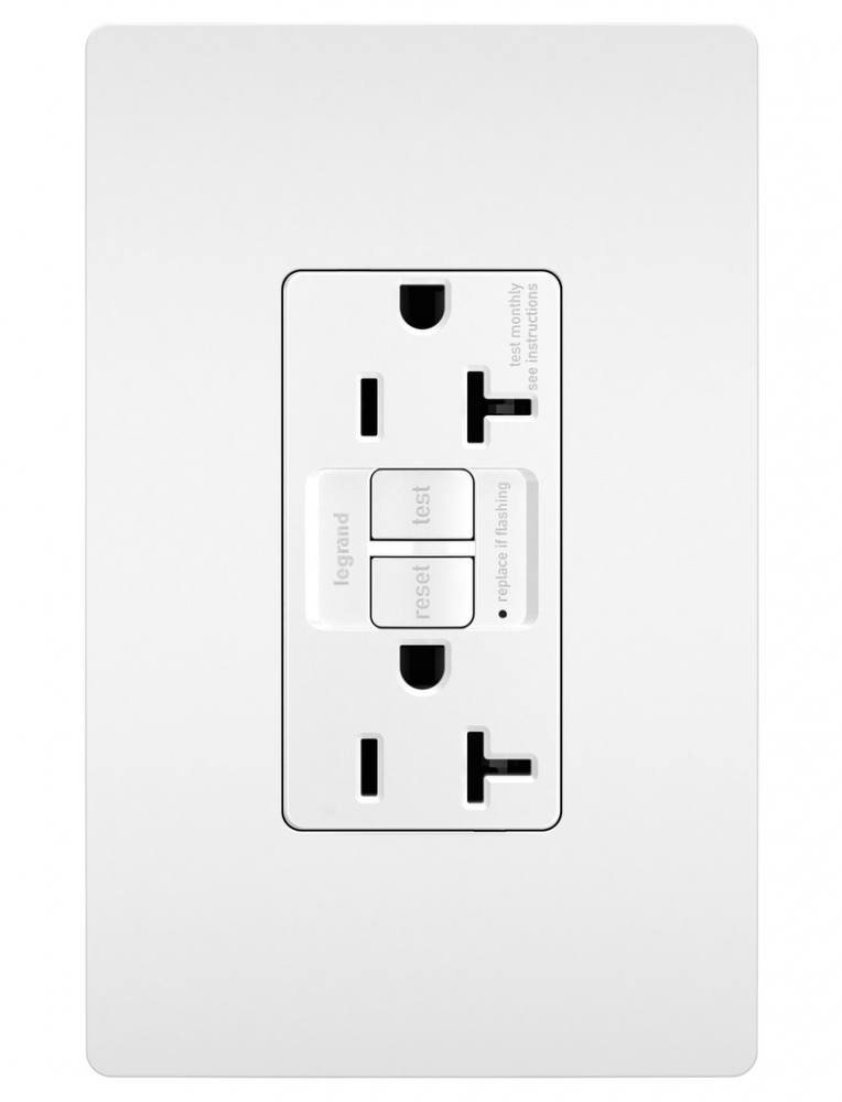 radiant? 20A Duplex Self-Test GFCI Receptacles with SafeLock? Protection, NAFTA-Compliant, White