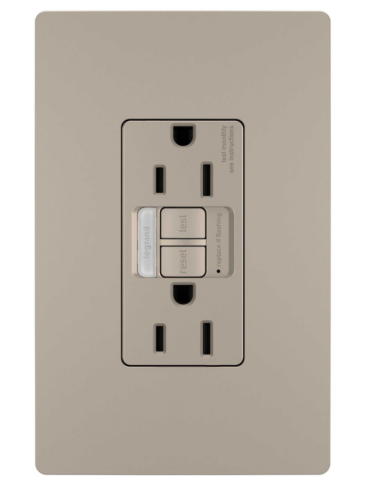 radiant® Tamper-Resistant 15A Duplex Self-Test GFCI Receptacles with SafeLock® Protection and Night 