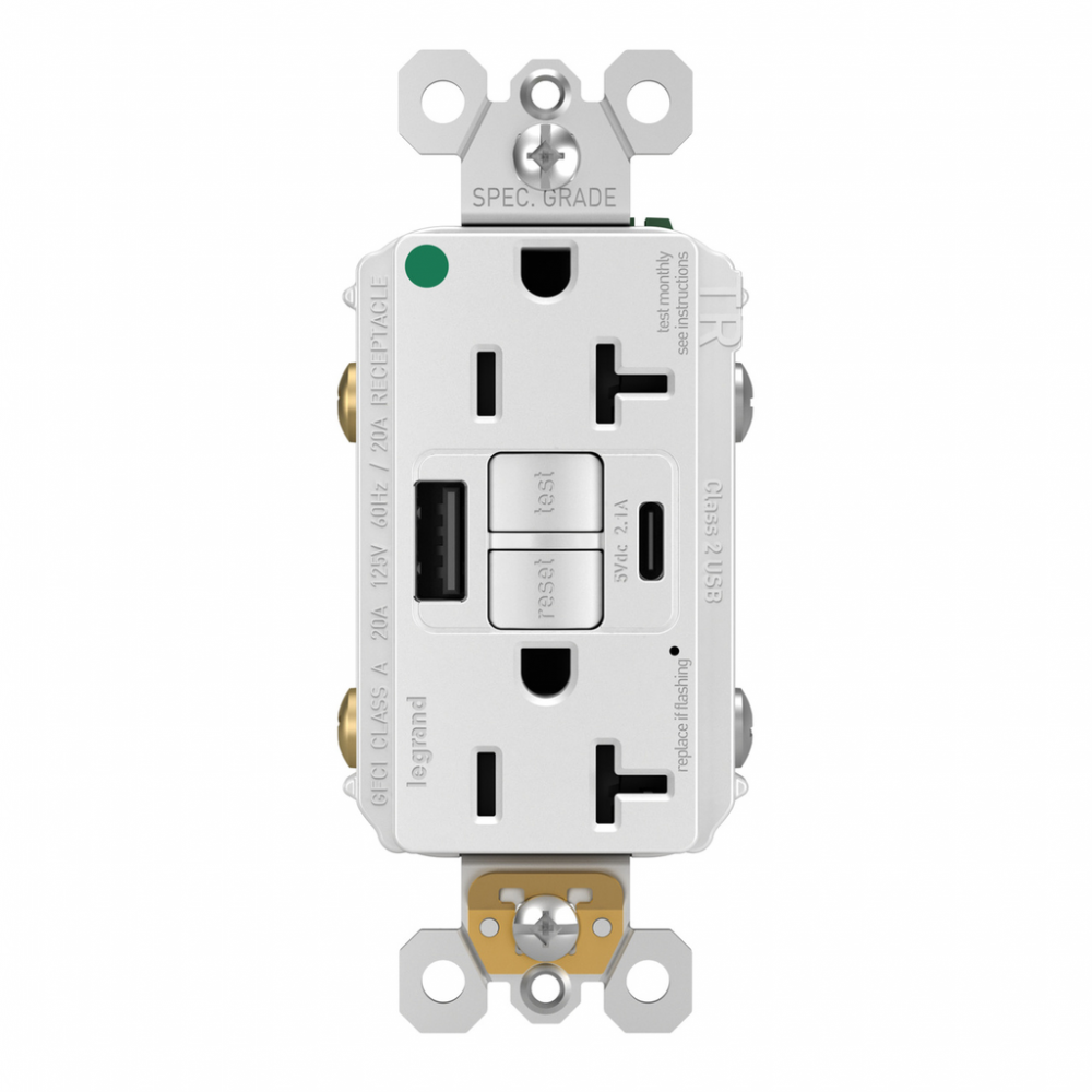 radiant? Hospital Grade Tamper-Resistant 20A Duplex Self-Test GFCI Receptacles with SafeLock?