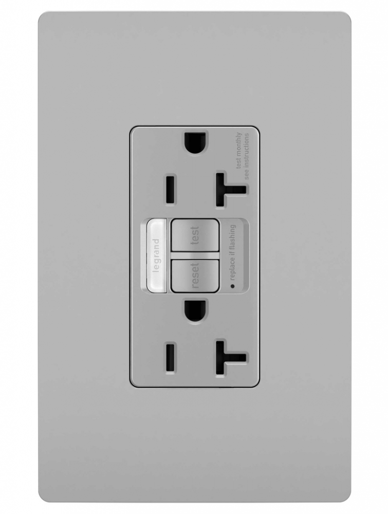 radiant® Tamper-Resistant 20A Duplex Self-Test GFCI Receptacles with SafeLock® Protection and Night 