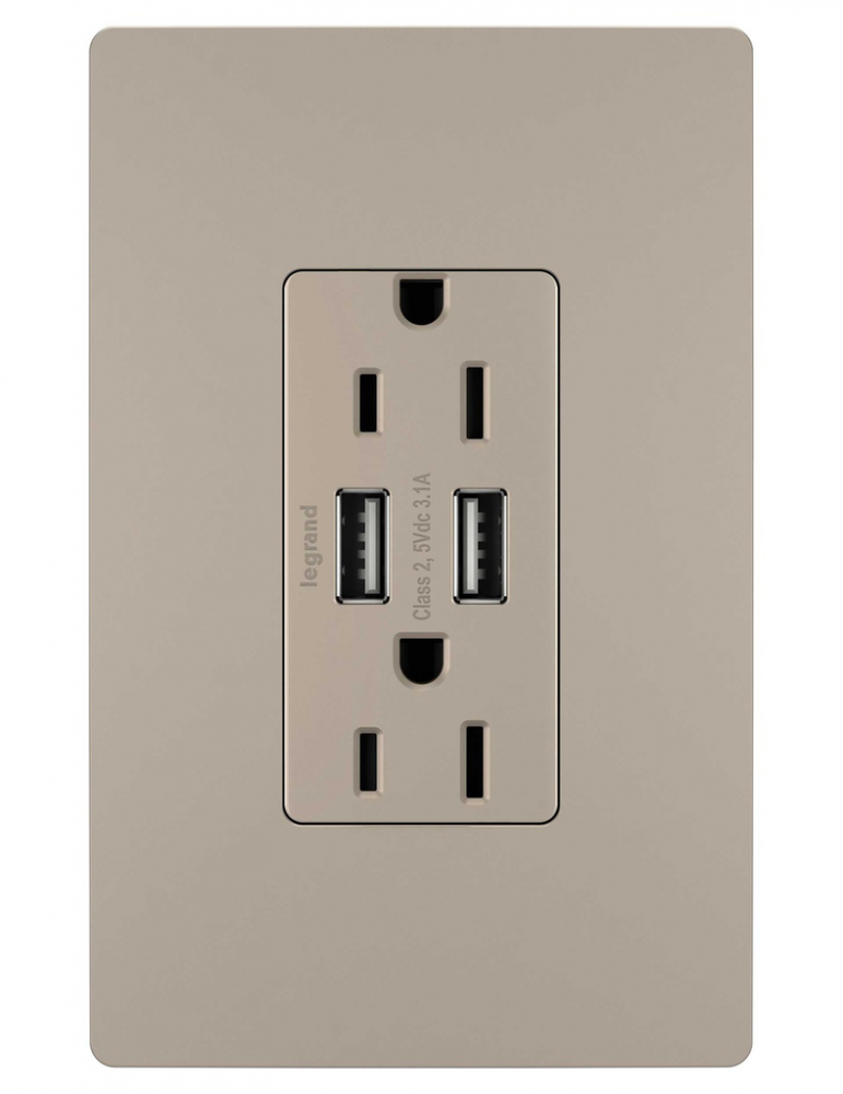 radiant® 15A Tamper-Resistant USB Outlet, Nickel