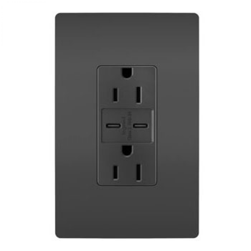 radiant? 15A Tamper-Resistant Ultra-Fast USB Type C/C Outlet, Black (4 pack)