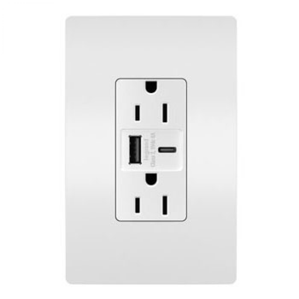 radiant® 15A Tamper-Resistant Ultra-Fast USB Type A/C Outlet, White (10 pack)