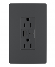 Legrand Radiant R26USBACG - radiant® 15A Tamper-Resistant USB Type A/C Outlet, Graphite