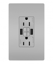 Legrand Radiant 1597TRUSBAAGRY - radiant® Tamper-Resistant 15A Duplex Self-Test GFCI Receptacles with SafeLock® Protection, USB Type 