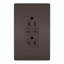 Legrand Radiant R26USBPDCC6 - radiant® 15A Tamper Resistant Ultra Fast PLUS Power Delivery USB Type C/C Outlet, Brown (6 pack)