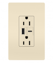 Legrand Radiant R26USBACLA - radiant® 15A Tamper-Resistant USB Type A/C Outlet, Light Almond