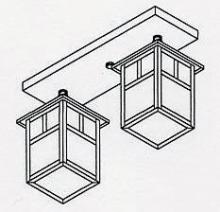 Arroyo Craftsman MCM-5/2TCR-BK - 5" mission 2 light ceiling mount with T-bar overlay