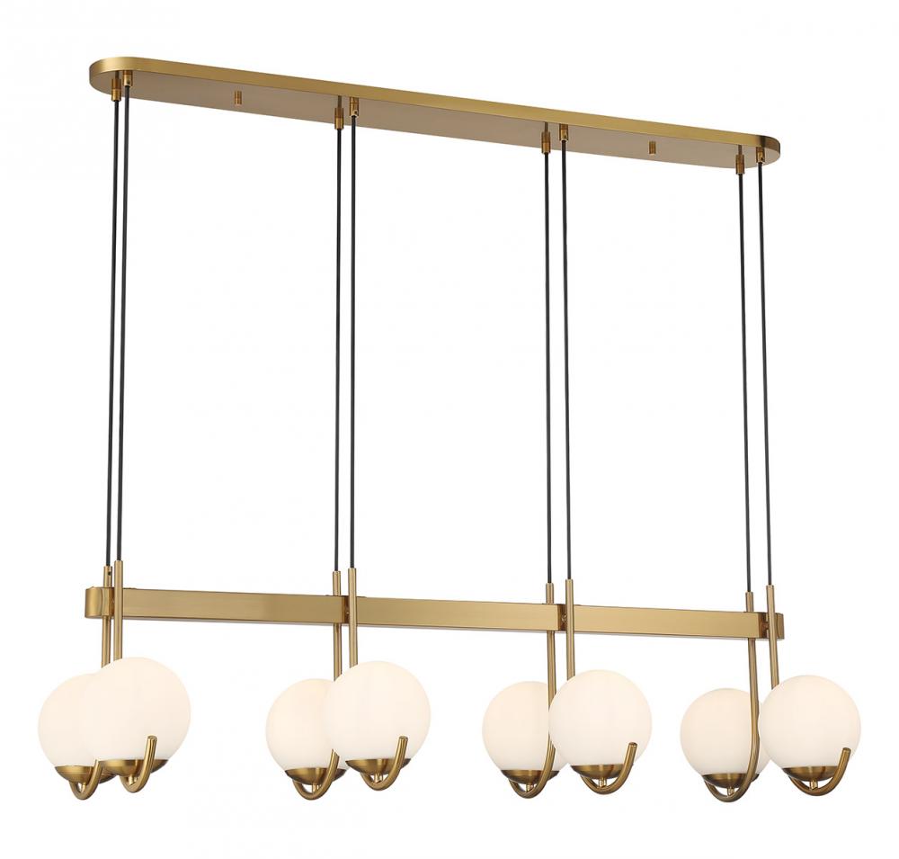 Abella 8-Light Linear Chandelier in Warm Brass