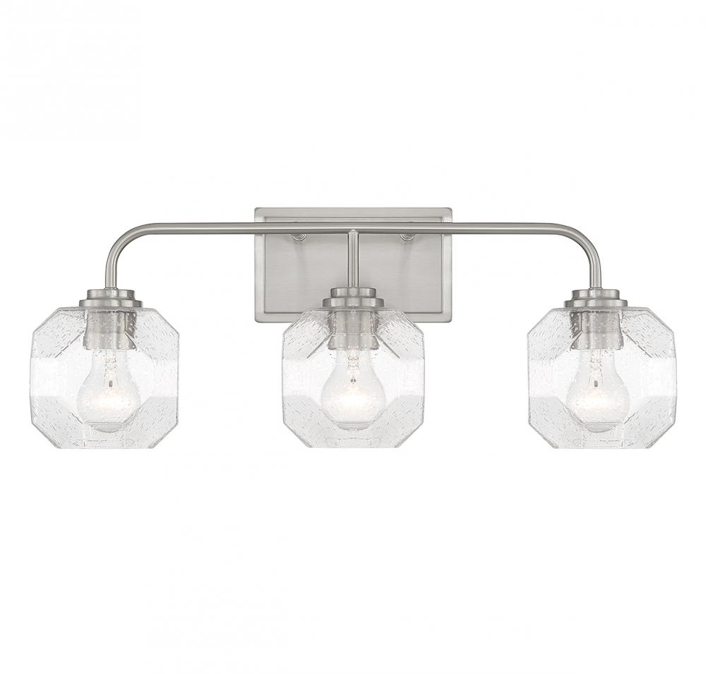 Baldwin 3-Light Bathroom Vanity Light in Satin Nickel