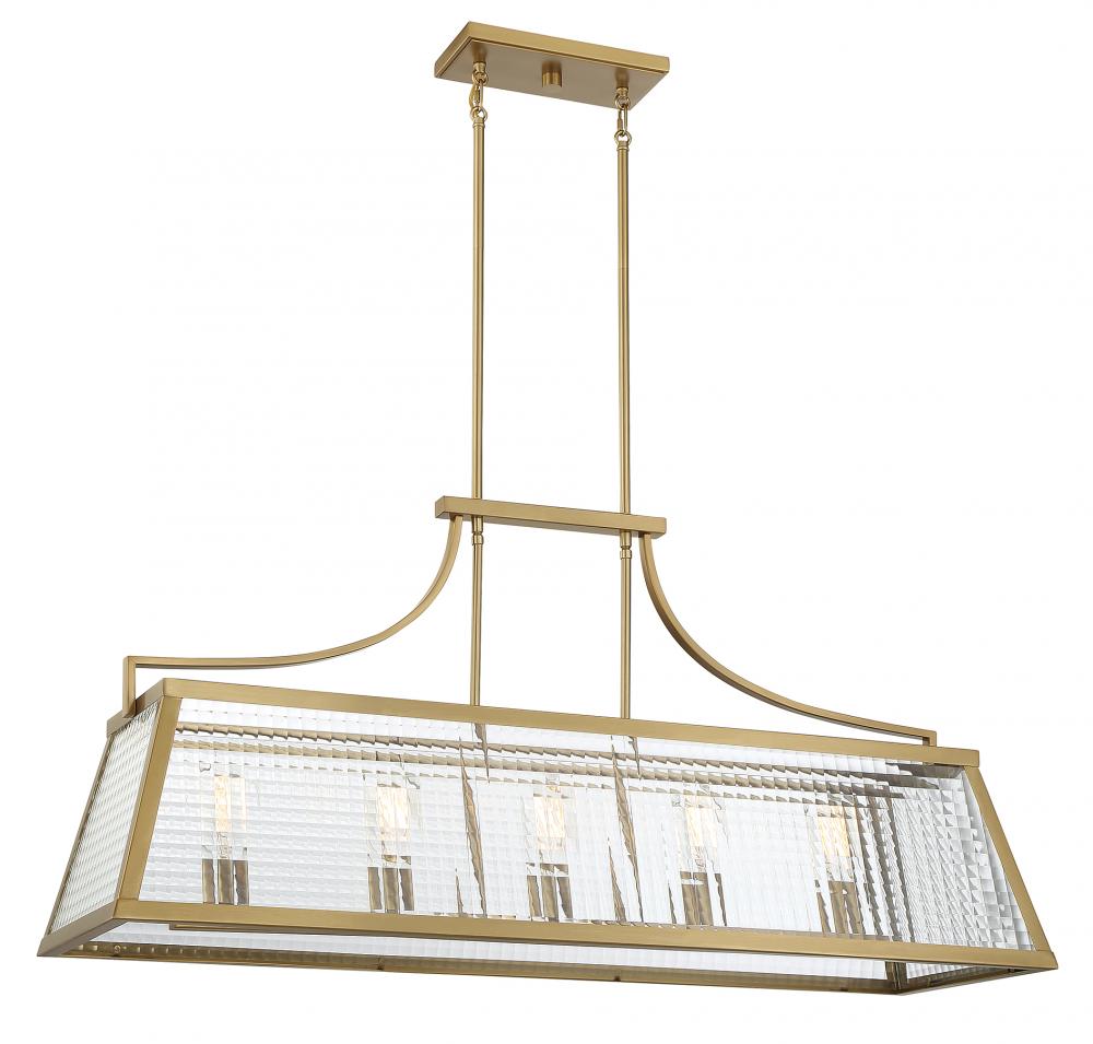 Elias 5-Light Linear Chandelier in Warm Brass