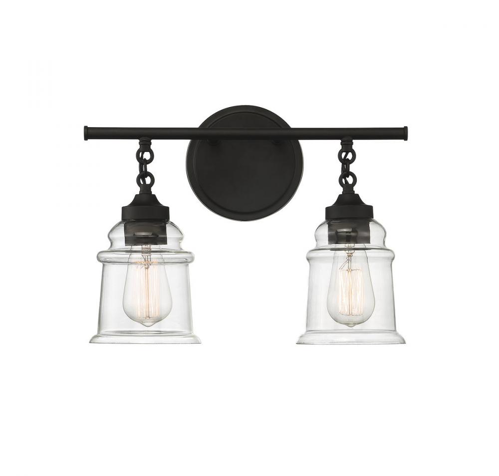 Fuller 2-Light Bathroom Vanity Light in Black