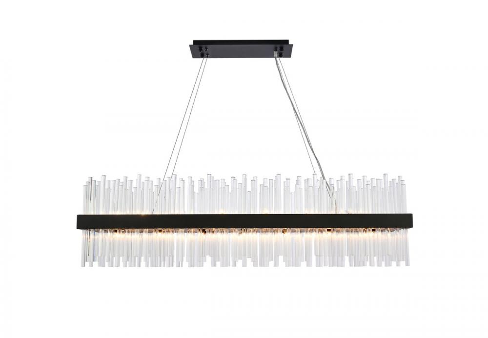 Dallas 48 Inch Rectangle Crystal Pendant in Black