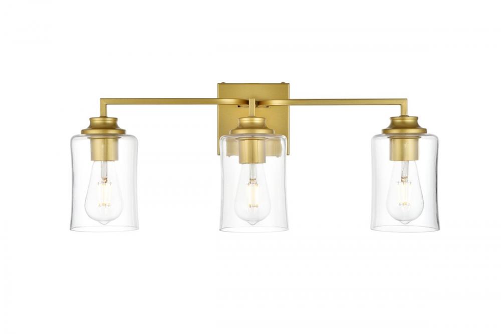 Ronnie 3 light Brass and Clear Bath Sconce