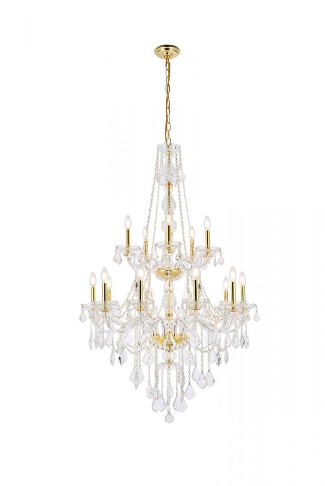 Verona 15 Light Gold Chandelier Clear Royal Cut Crystal