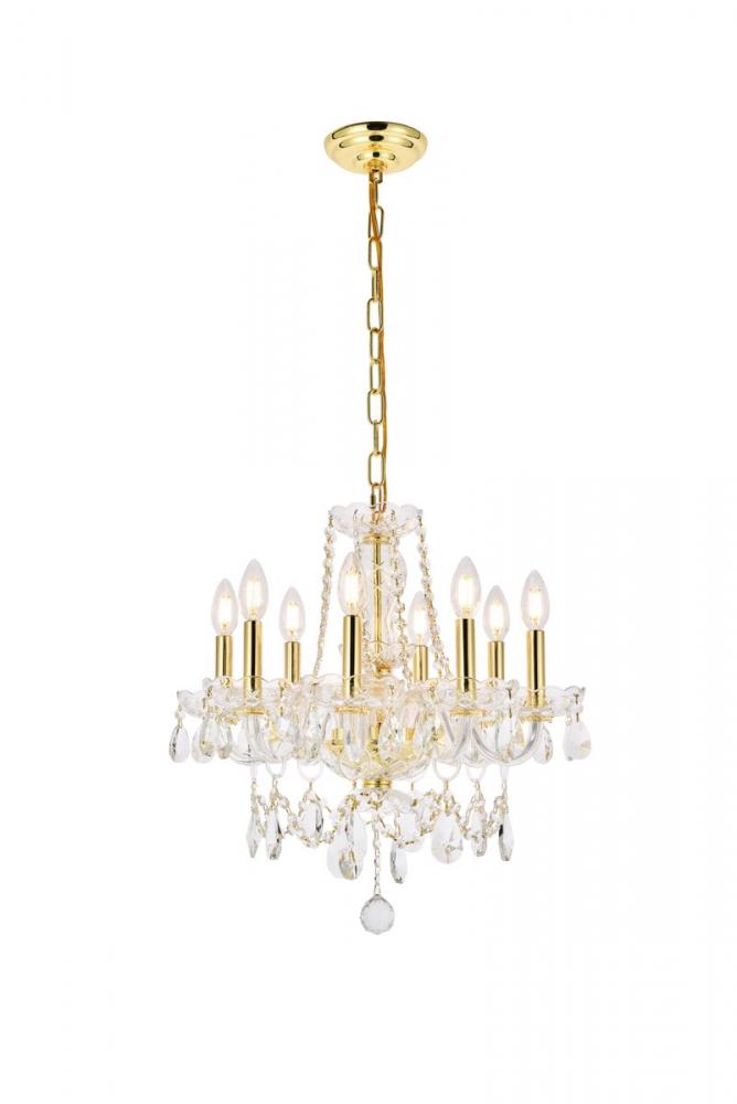 Princeton 8 Light Gold Chandelier Clear Royal Cut Crystal