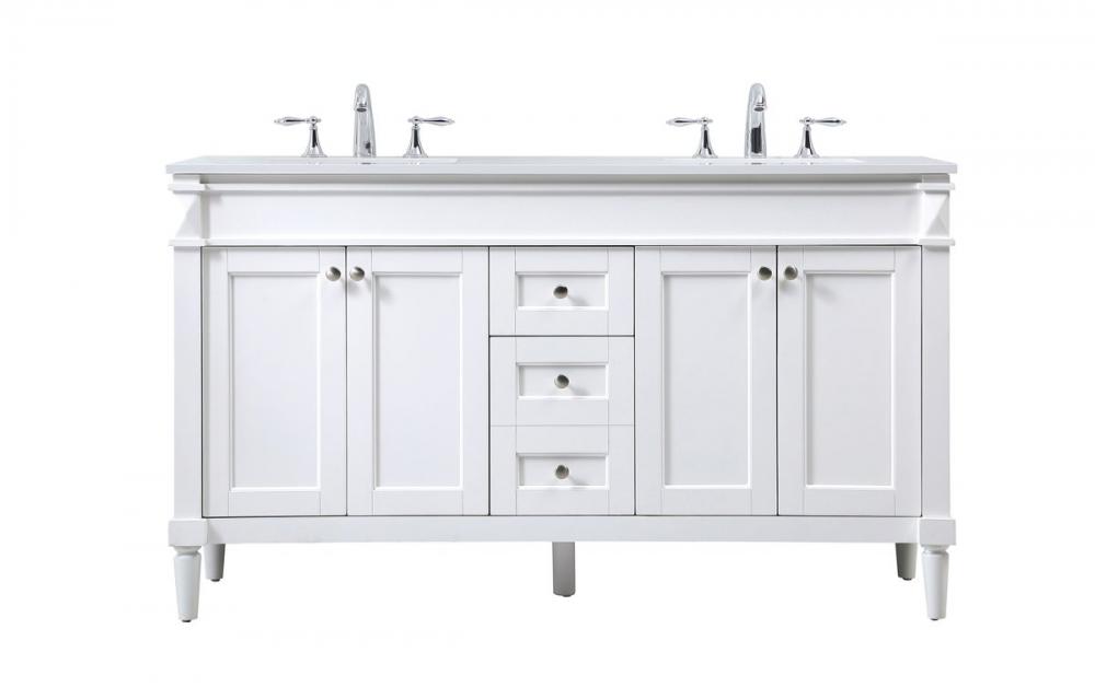 60 inch double bathroom vanity in white