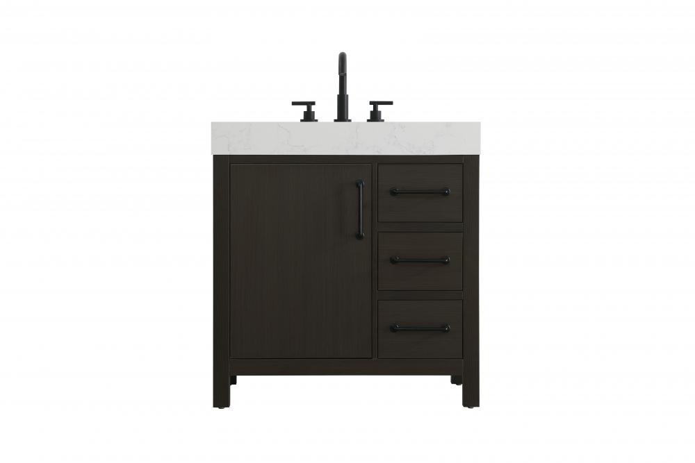 32 inch Single Bathroom Vanity In Mocha Brown