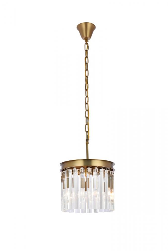 Sydney 12 inch round crystal pendant in satin gold