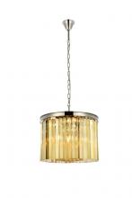 Elegant 1208D20PN-GT/RC - Sydney 6 light polished nickel Pendant Golden Teak (Smoky) Royal Cut Crystal