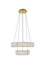 Elegant 3503G18G - Monroe Integrated LED Chip Light Gold Pendant Clear Royal Cut Crystal