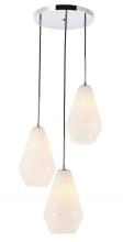 Elegant LD2263C - Gene 3 Light Chrome and Frosted White Glass Pendant