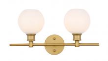 Elegant LD2315BR - Collier 2 Light Brass and Frosted White Glass Wall Sconce