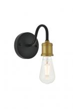 Elegant LD4028W5BRB - Serif 1 Light Brass and Black Wall Sconce