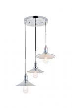 Elegant LD4033D20C - Etude 3 Light Chrome Pendant