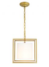 Elegant LD6005D12BR - Mirin 1 Light Brass and White Shade Pendant