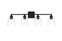 Elegant LD7307W32BLK - Gianni 4 Light Black and Clear Bath Sconce