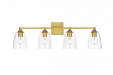 Elegant LD7307W32BRA - Gianni 4 Light Brass and Clear Bath Sconce